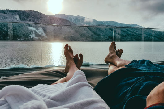Two people relaxing