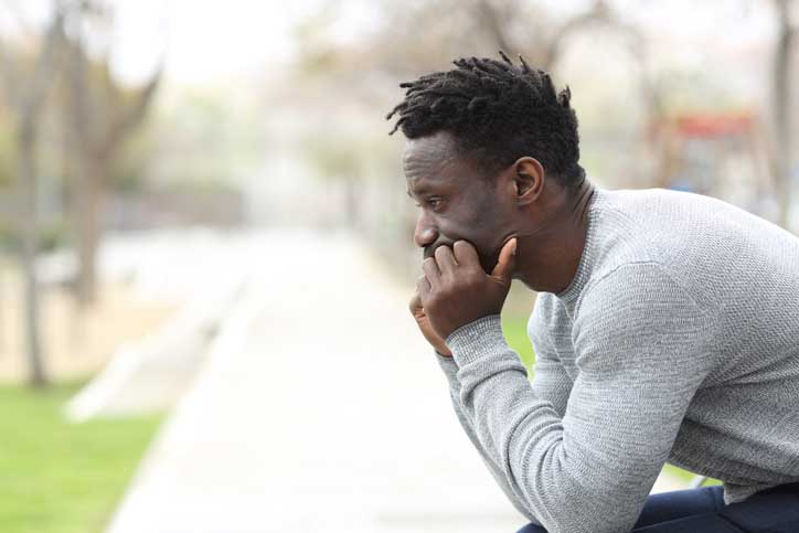 Thoughtful man on bench