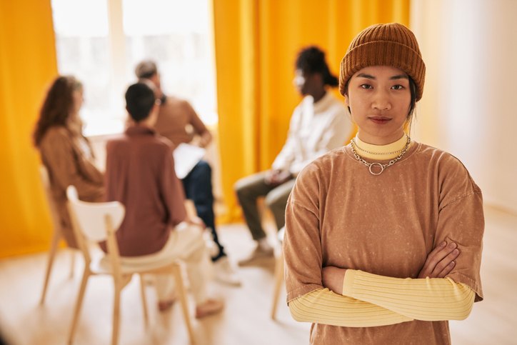 Person in hat with a group