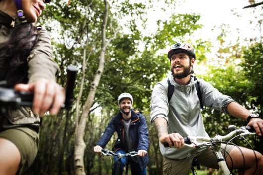 People riding bikes