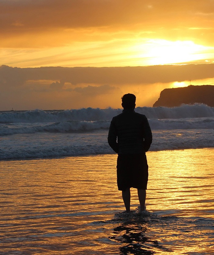 Man at sunset