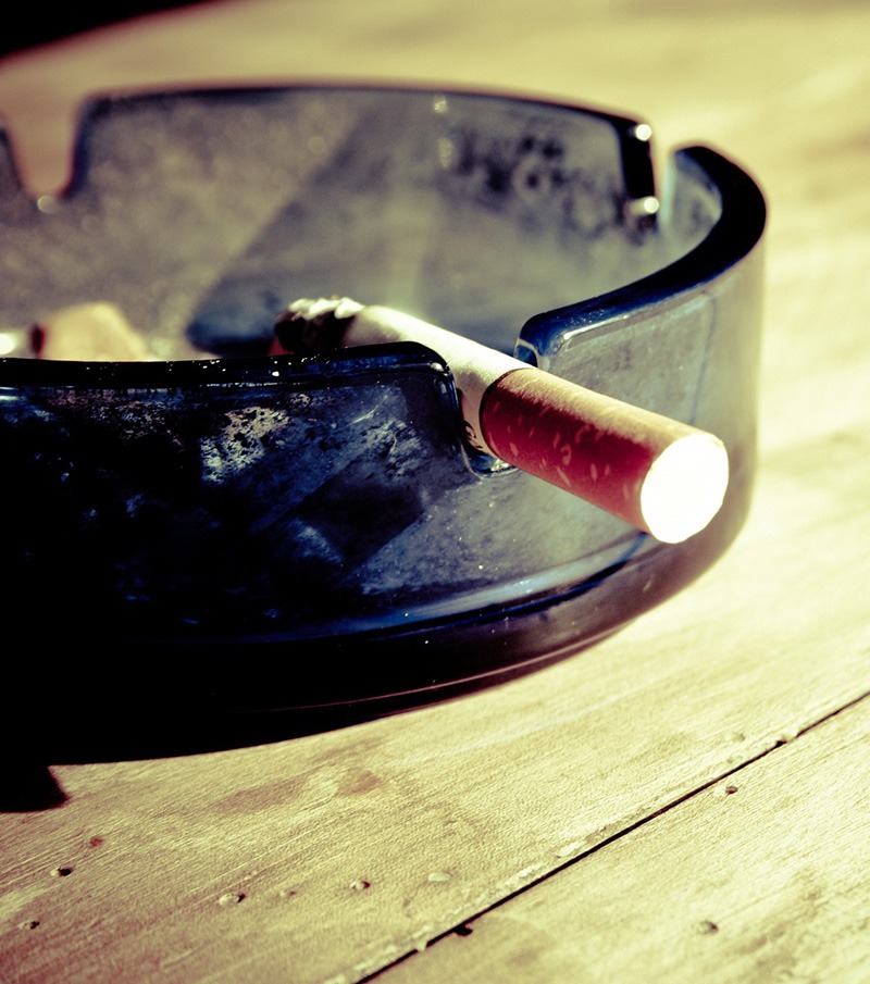 Cigarette in ashtray